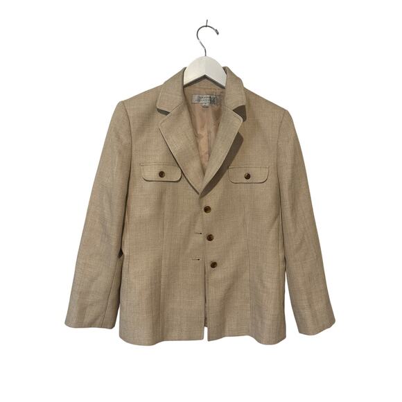 Tahari Women Size 10 Vintage Professional Work Office Tan Golden Safari Blazer - Picture 1 of 11